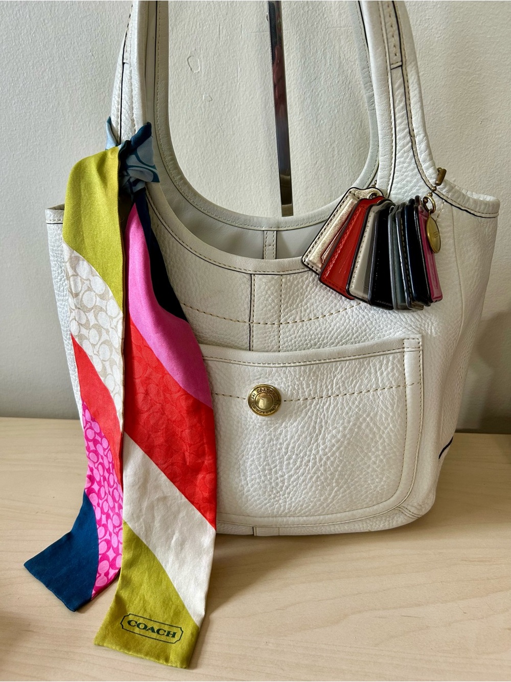 Reserved  Coach Legacy Ergo Peppled leather bag 8 hangtags and Scarf - Picture 2 of 3